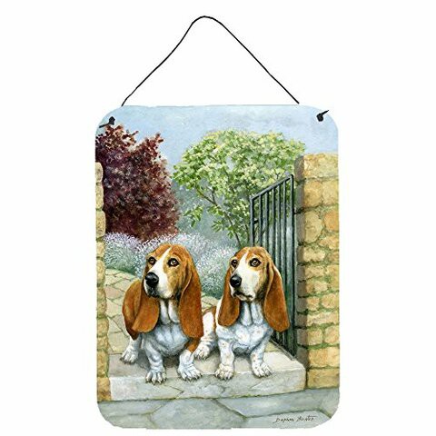 Caroline&#39;s Treasures Bdba0390Ds1216 Basset Hounds In The Gate Wall Or Door Hanging Prints, 12X16, Multicolor