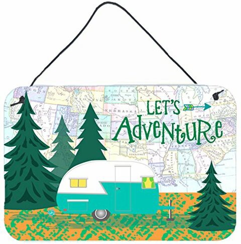 Caroline&#39;s Treasures Vha3003Ds812 Let&#39;s Adventure Glamping Trailer Wall Or Door Hanging Prints, 8X12, Multicolor