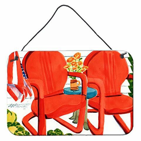 Caroline&#39;s Treasures 6140Ds812 Red Chairs Patio View Wall Or Door Hanging Prints, 8X12, Multicolor