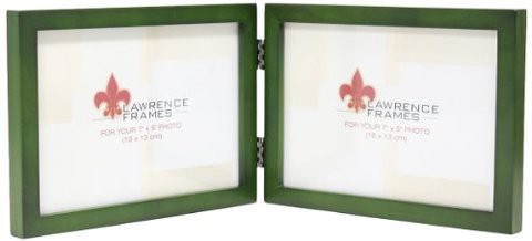 Lawrence Frames Collection Hinged Double Horizontal Wood Picture Frame Gallery, 5 By 7-Inch, Green