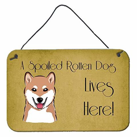 Caroline&#39;s Treasures Bb1473Ds812 Shiba Inu Spoiled Dog Lives Here Wall Or Door Hanging Prints, 8X12, Multicolor