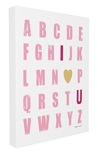 The Kids Room by Stupell Stupell Home D Cor Pink Alphabet Love Stretched Canvas Wall Art, 16 X 1.5 X 20, Proudly Made In Usa