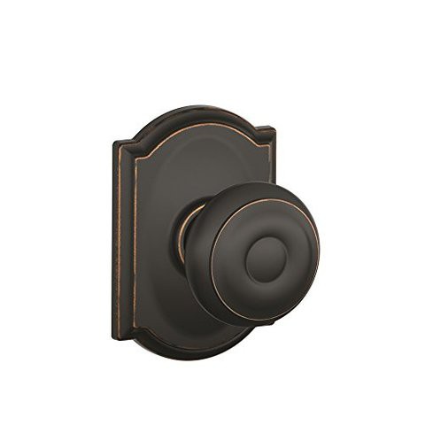 Schlage Lock Company Georgian Knob With Camelot Trim Non-Turning Lock, Satin Nickel (F170 Geo 619 Cam)