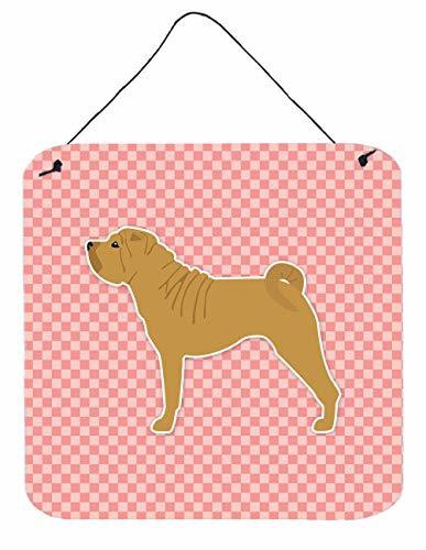 Caroline&#39;s Treasures Bb3652Ds66 Shar Pei Merry Checkerboard Pink Wall Or Door Hanging Prints, 6X6, Multicolor