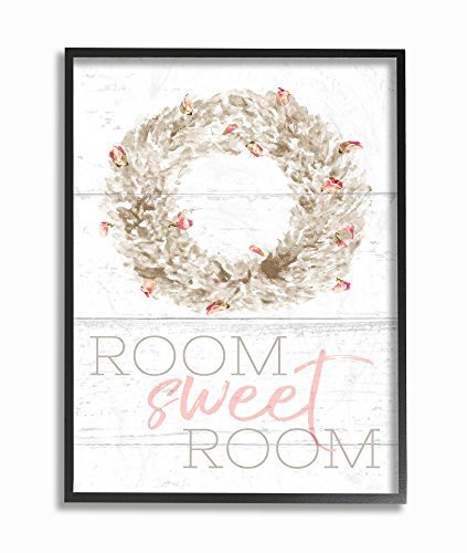 The Stupell Home D&eacute;cor Collection Stupell Industries Room Sweet Room Boxwood Watercolor Wreath Framed Giclee Texturized Art, 11 X 1.5 X 14, Proudly