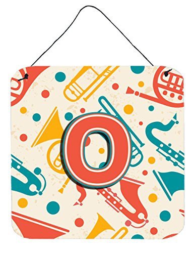 Caroline&#39;s Treasures Letter O Retro Teal Orange Musical Instruments Initial With Wall Or Door Hanging Prints, 6 X 6