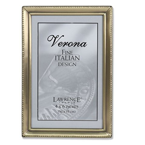 Lawrence Frames Antique Brass 4X6 Picture Frame - Bead Border Design