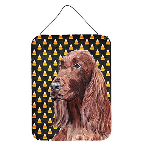 Caroline&#39;s Treasures Sc9524Ds1216 Irish Setter Halloween Candy Corn Aluminium Metal Wall Or Door Hanging Prints, 12X16, Multicolor