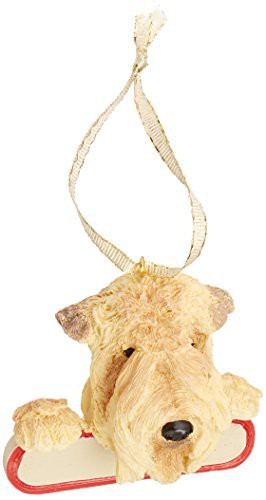 E&amp;S Pets Soft Coated Wheaten Ornament &quot;Santa&#39;s Pals&quot; With Personalized Name Plate A Great Gift For Soft Coated Wheaten Lovers