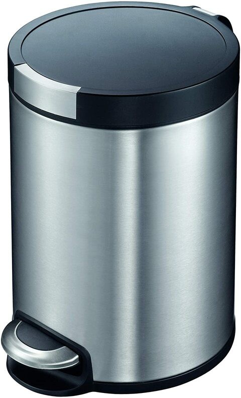 Doreen 5-Liter, Fingerprint Resistant Brushed Stainless Steel Finish, Round Step Waste Bin with Soft Close Lid, Durable Cantilever Foot Pedal Mechanism(GC1240A)