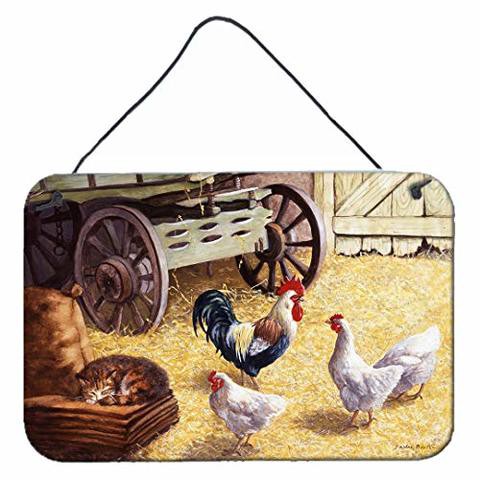 Caroline&#39;s Treasures Bdba0339Ds812 Rooster And Hens Chickens In The Barn Wall Or Door Hanging Prints, 8X12, Multicolor