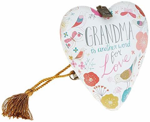 Demdaco Grandma Is Another Word For Love Floral Motif 4 X 3 Heart Shaped Resin Keepsake Art Hearts Decoration With Key And Tassel