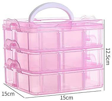 Jjone Bathroom Countertop Organizer, Removable Desktop Storage Box, 3-Tier Jewelry Cosmetic Organizer Box, Portable Plastic Organizer For Small Item Storage (W-Pink)