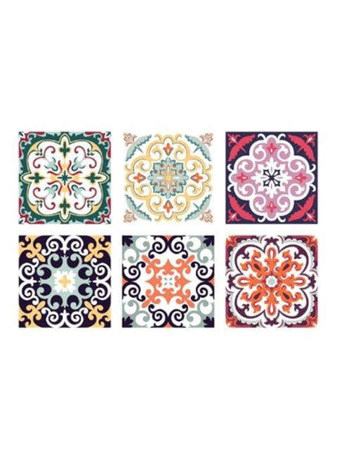 Generic 6-Piece Waterproof Decorative Wall Tile Sticker Set Multicolour 20X20cm