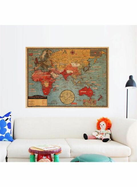 Generic Polyvinyl Chloride Retro World Map Wall Sticker Multicolour 50X70cm