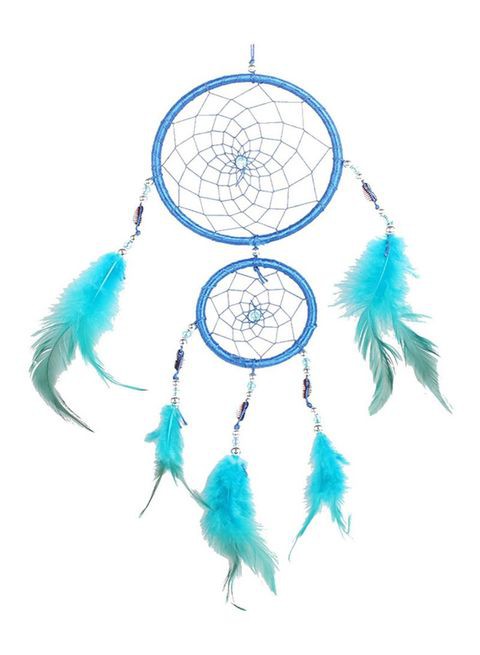 Generic Handmade Lace Dream Catcher Feather Bead Hanging Decoration Ornament Gift Sky Blue 10X3X10centimeter