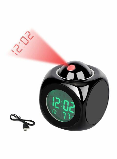 Generic Multi-Function LED Alarm Clock With Thermometer Snooze Function And Usb Cable Black 10.7 x 9 x 9centimeter