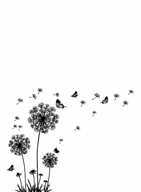 Generic Dandelion PVC Wall Sticker Black 60x90centimeter