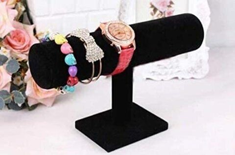 Generic Black Velvet Bracelet Chain Watch Jewelry Hard Display Stand Holder