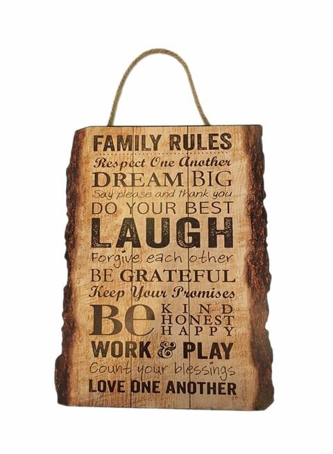 East Lady Family Rules Wall Hanging Wooden Sign Board Brown 40x30cm