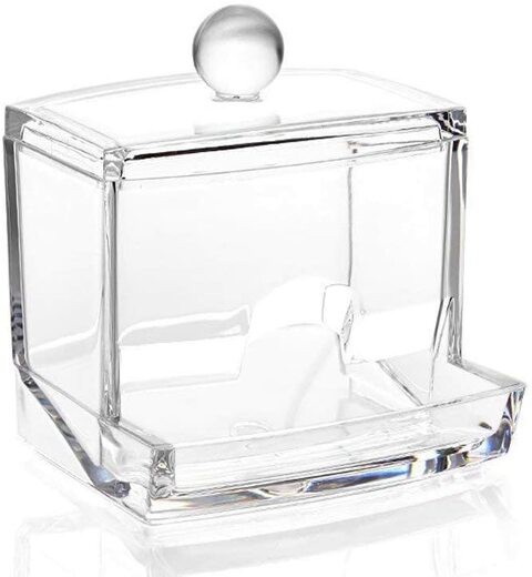 Generic Home Acrylic Cotton Bud Holder Cotton Swabs Storage Box, Clear