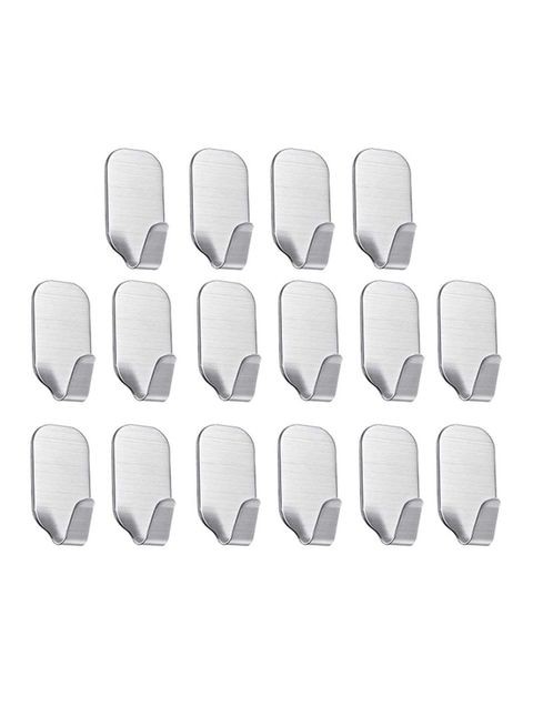 Generic 16-Piece Multipurpose Wall Hooks Silver 0.2 x 0.1 x 0.1inch