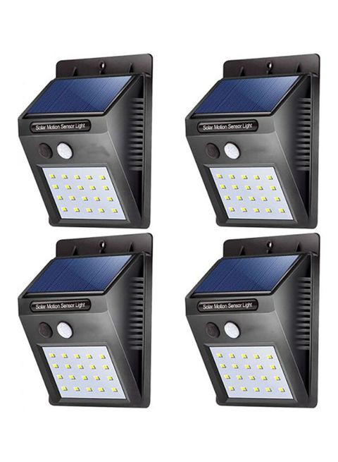 Beauenty 4-Piece 20 LED Solar PIR Motion Sensor Outdoor Night Wall Lamp White 10x12centimeter