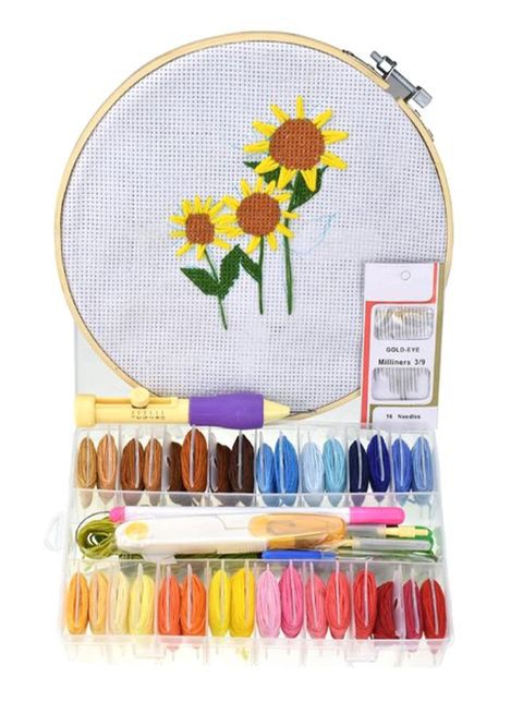 Generic Embroidery Cross Stitch Starter Kit With Storage Box Multicolour