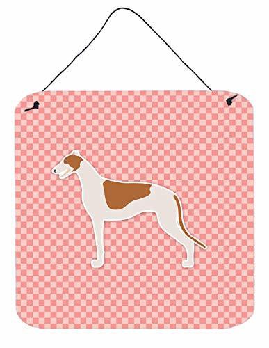 Caroline&#39;s Treasures Bb3605Ds66 Greyhound Checkerboard Pink Wall Or Door Hanging Prints, 6X6, Multicolor