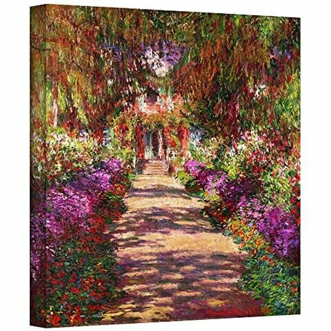 Artwall A Pathway In Monet&#39;s Garden Gallery Wrapped Canvas Art By Claude Monet, 14 By 14-Inch