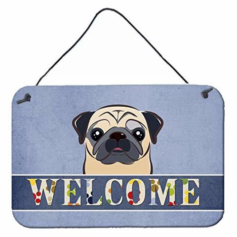 Caroline&#39;s Treasures Bb1448Ds812 Fawn Pug Welcome Wall Or Door Hanging Prints, 8X12, Multicolor