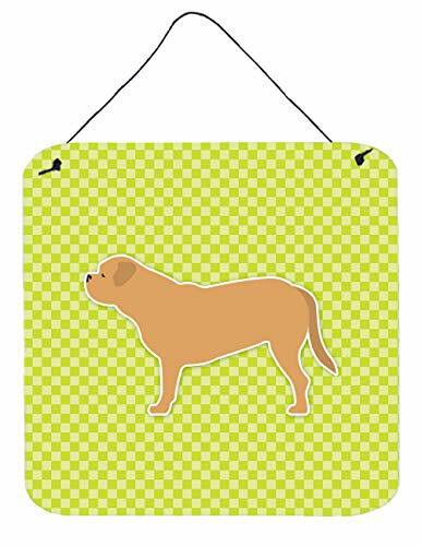 Caroline&#39;s Treasures Bb3870Ds66 Dogue De Bordeaux Checkerboard Green Wall Or Door Hanging Prints, 6X6, Multicolor