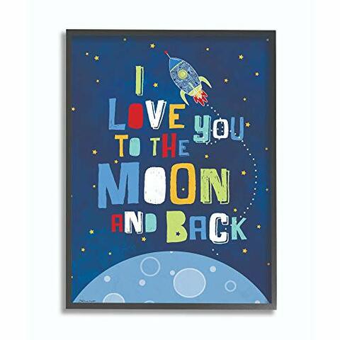 Stupell Industries I Love You Moon And Back Rocket Ship Black Framed Wall Art, 11X14, Design By Artist Stephanie Workman Marrott