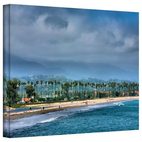 ArtWall Art Wall &#39;The Beach At Santa Barbara&#39; Gallery Wrapped Canvas Artwork By Steve Ainsworth, 14 By 18-Inch