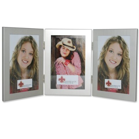 Lawrence Frames Brushed Silver 4 By 6 Hinged Triple Metal Picture Frame