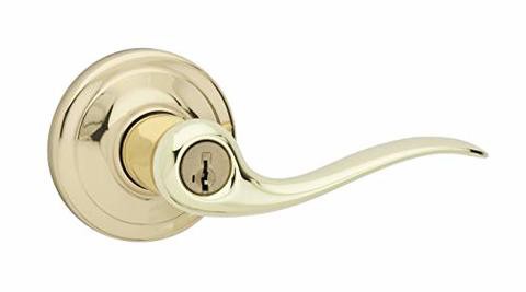 Kwikset Tustin Keyed Entry Lever With Microban Antimicrobial Protection Featuring Smartkey Security In Polished Brass