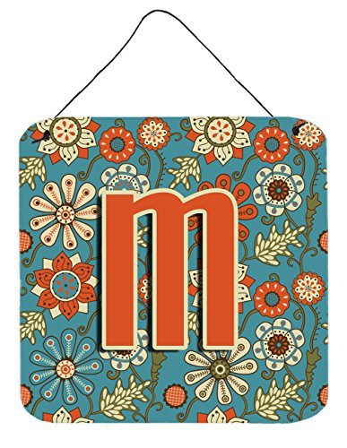 Caroline&#39;s Treasures Cj2012-Mds66 Letter M Flowers Retro Blue Wall Or Door Hanging Prints, 6X6, Multicolor