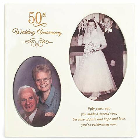 Dicksons 50Th Wedding Anniversary Oval Double Picture Resin Stone Picture Frame