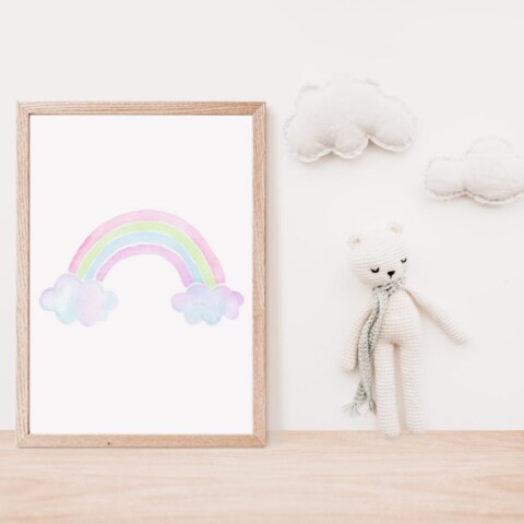 Sweet Pea Glitter Watercolour Rainbow Wall Art Print