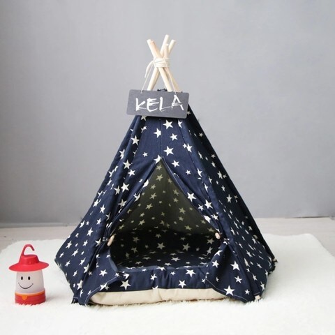 little dove Pet Teepee Dog(Puppy) &amp; Cat Bed - Portable Pet Tents &amp; Houses for Dog(Puppy) &amp; Cat With Soft Cushion 100% Cotton 50 * 50 * 60cm PT004