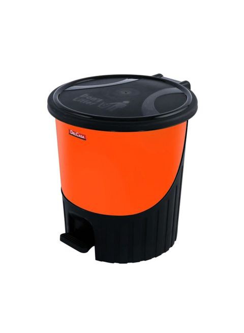 Delcasa Easy Pedal Garbage Bin Orange/Black 12L