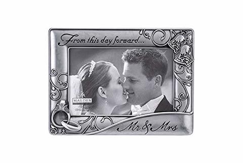 Malden International Designs Mr. &amp; Mrs. Die Cast Metal Waves Frame, 4X6, Silver