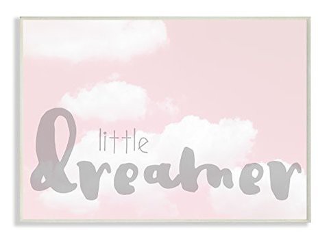 The Stupell Home D&eacute;cor Collection Stupell Industries Little Dreamer Typography Pink Clouds Wall Plaque Art, 10 X 0.5 X 15, Proudly Made In Usa