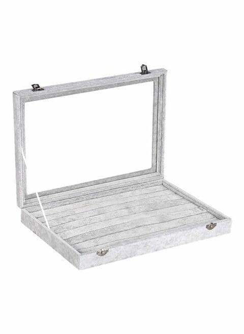 East Lady Velvet Jewelry Organizer Case Grey