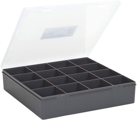 Wham 10.02 Square Organizer Box, Graphite/Clear - 6H X 30W X 29D cm