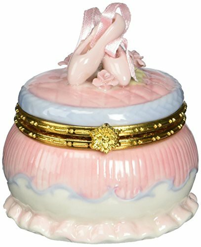 Cosmos 10605 Fine Porcelain Ballerina Shoe Hinged Box, 2-3/4-Inch