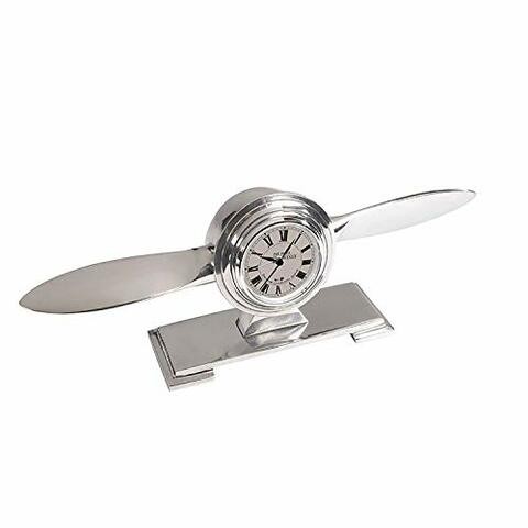 Authentic Models, Propeller Clock, Aviation Design, Silver/Highly Polished