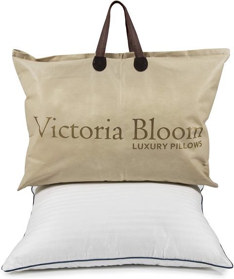 Home Canvas Victoria Bloom luxury pillow,Premium 250TC cotton cover,70cmx48cm, Stripe White