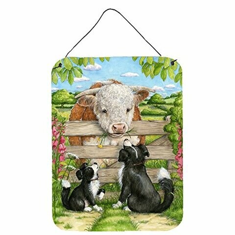 Caroline&#39;s Treasures Cdco0378Ds1216 Bull And Pup Friends By Debbie Cook Wall Or Door Hanging Prints, 12X16, Multicolor