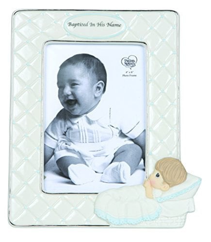 Precious Moments, Baptized In His Name, Bisque Porcelain Photo Frame, Boy, 143401